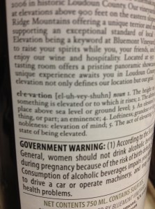 Bluemont Meritage back label