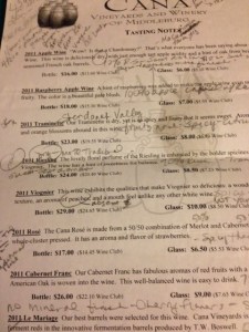 Cana 2011 wines tasting notes